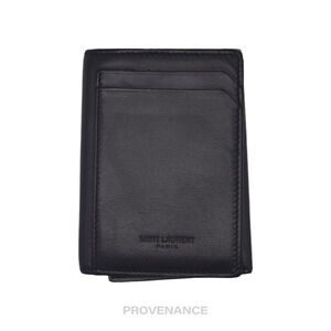 🔴 Saint Laurent Paris SLP Key Card Wallet - Navy Calfskin Leather